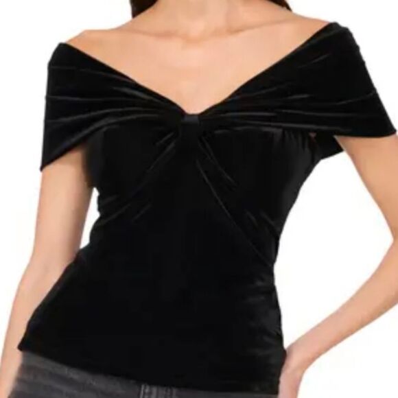Parker Black Velvet Off Shoulder Top Size Large - Picture 1 of 8